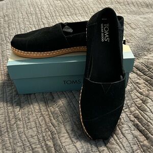 Toms Alpargata Leather Wrap Black Suede